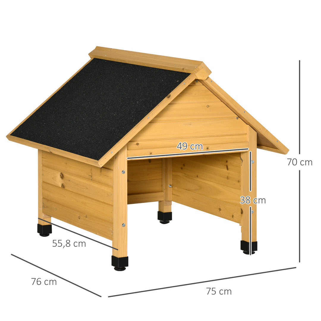 Trægarage til robotplæneklippere, carport til plæneroboter, sol- og regnbeskyttelse, gul, 75 x 76 x 70 cm