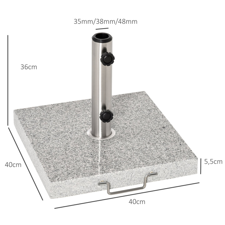 Parasolfod i rustfrit stål med håndtag, halvrund, paraplyholder, paraplyvægt til parasoller Ø3,8-Ø4,8 cm, til altan, terrasse, have, grå