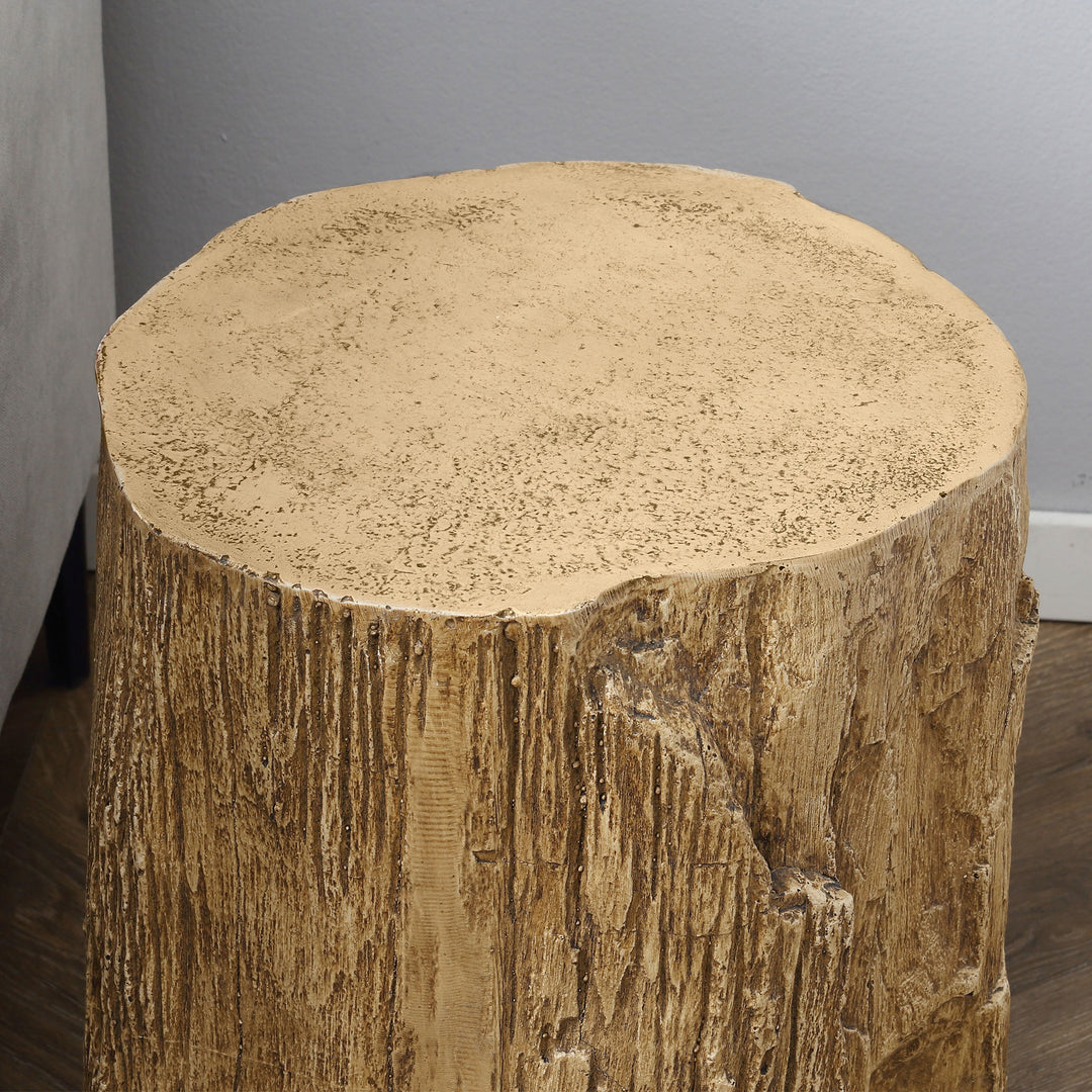 Sidebord træstub-look justerbare fødder 37 cm x 37 cm x 43 cm betonbrun