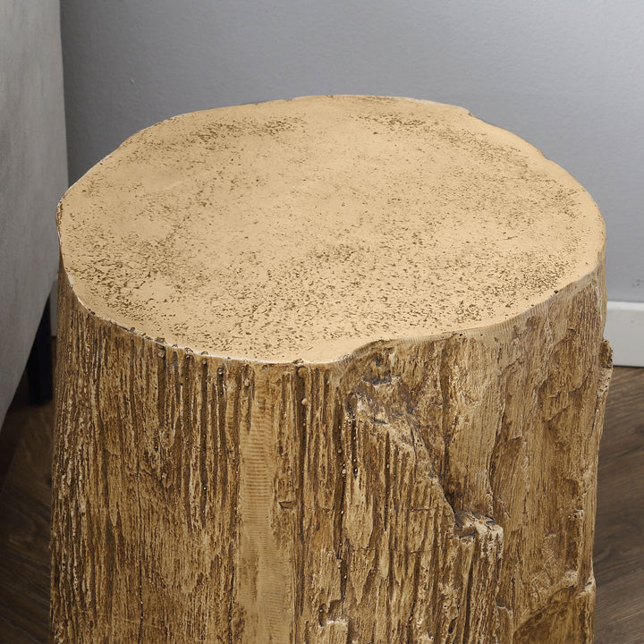 Sidebord træstub-look justerbare fødder 37 cm x 37 cm x 43 cm betonbrun