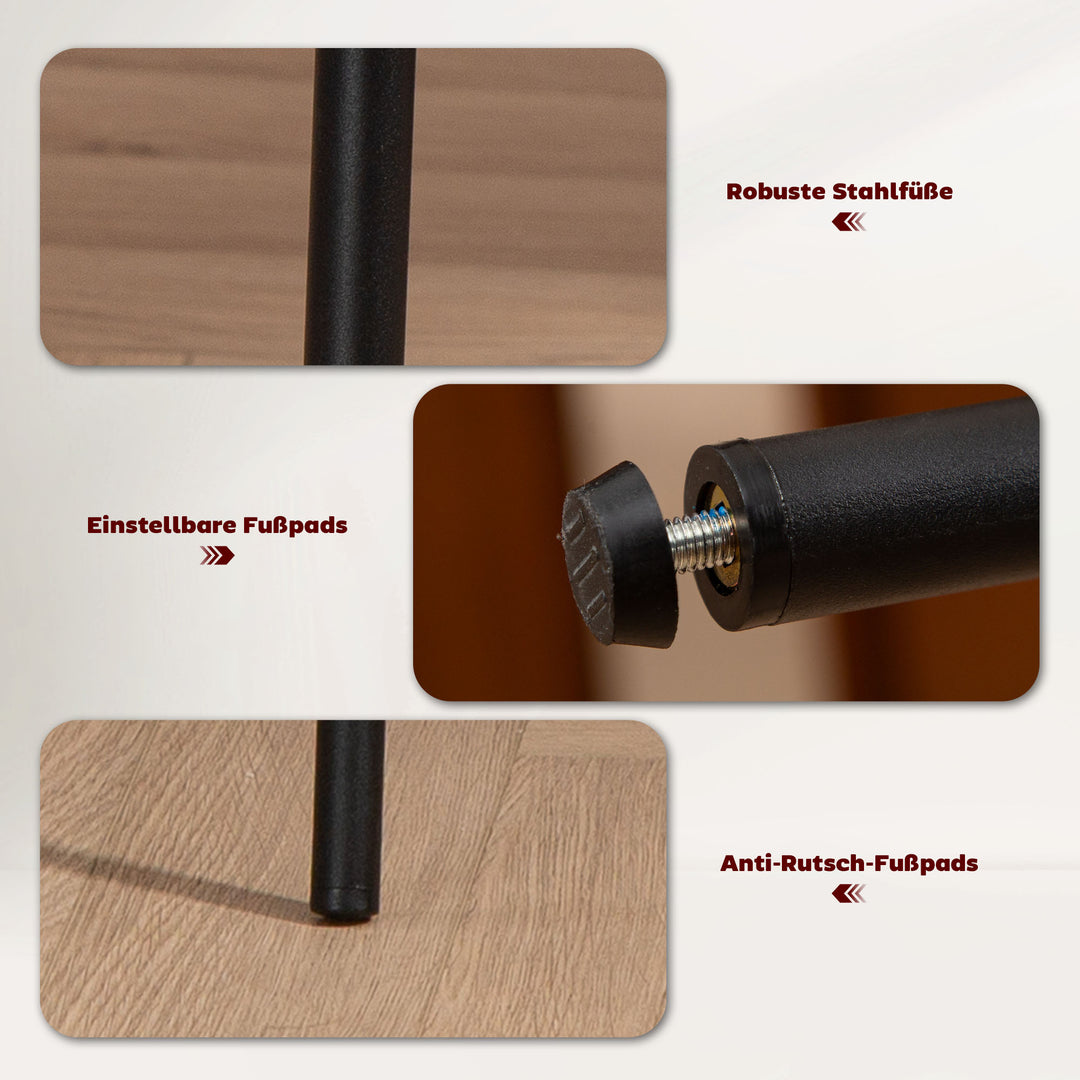 Spisestol, corduroy-polstring, skalform, metalben, fodhynde, beige