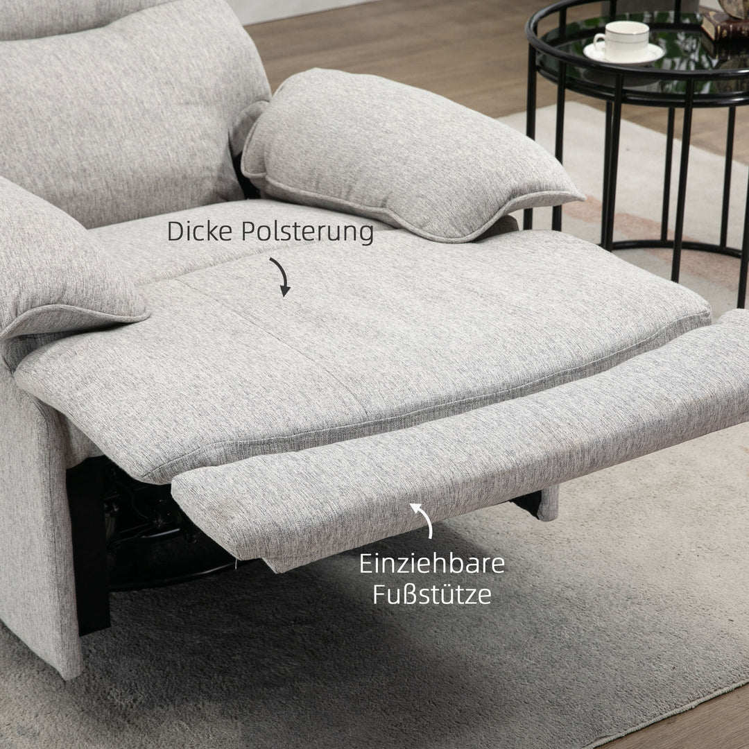Lænestol med lænefunktion og fodstøtte, op til 160 kg, 89 x 98 x 101 cm, lysegrå