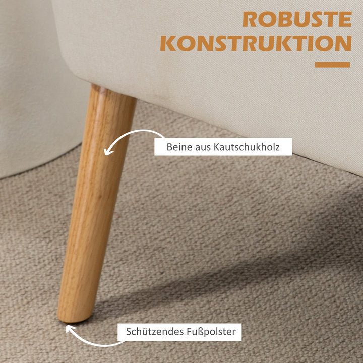 2-Personers sofa, blød polstring, letplejeligt betræk, op til 150 kg, 117 x 56,5 x 77 cm, cremehvid