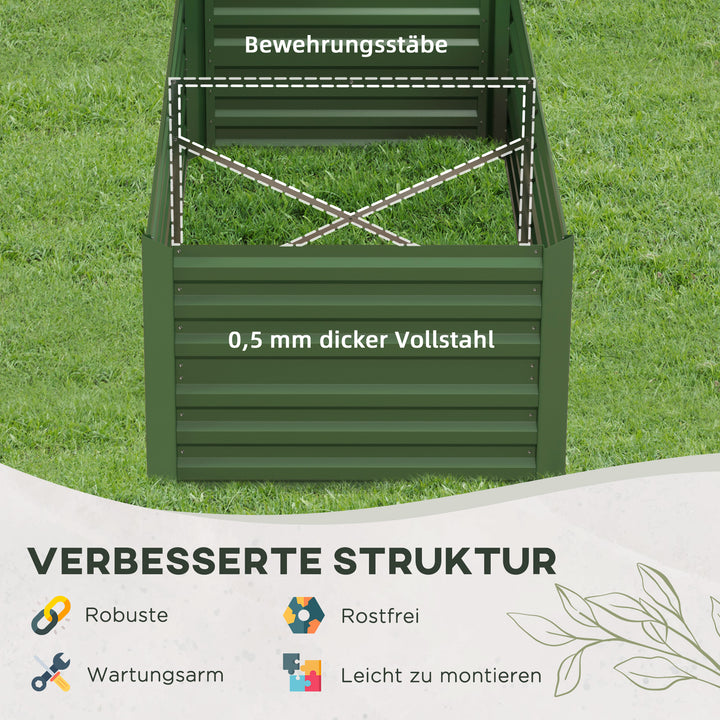 Plantepotte, praktisk blomsterbed til plantning, pleje og pleje, højbed, stål, grøn