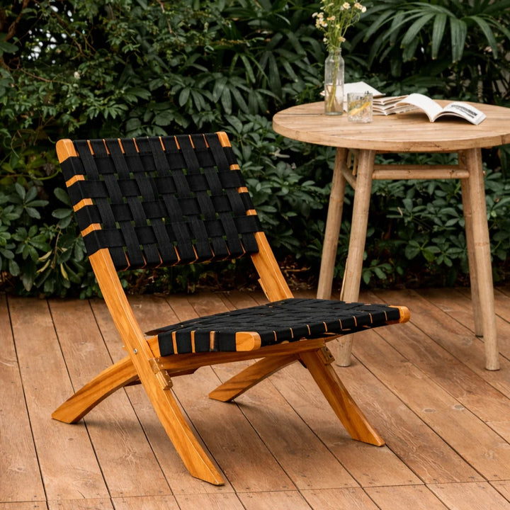 JANEIRO Loungestol i akacie og sort nylon