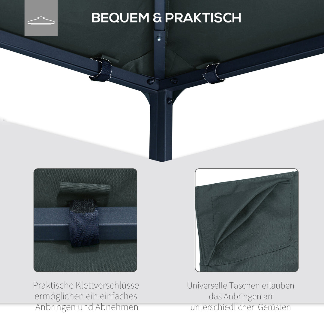 Udskiftningstag til havepavillon, polyester, 2,98 x 2,95 m, mørkegrå