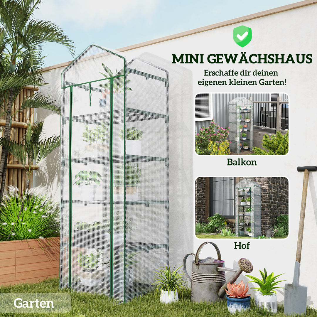 Minidrivhus til blomster eller grøntsager, stål, plastik, 69l x 49b x 193h cm, hvid