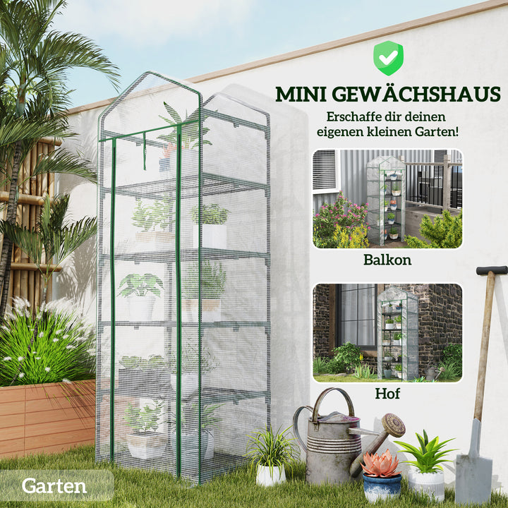 Minidrivhus til blomster eller grøntsager, stål, plastik, 69l x 49b x 193h cm, hvid