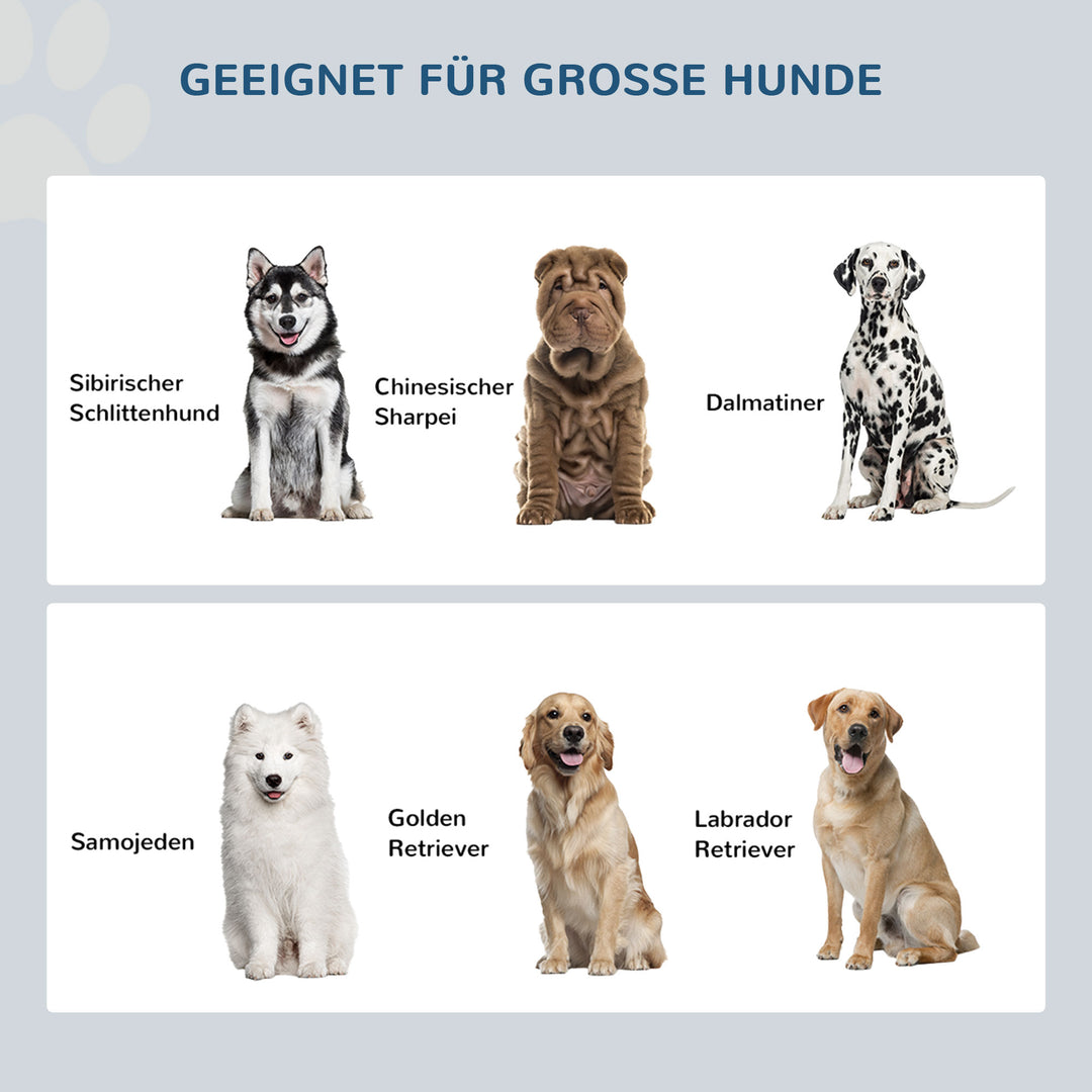 Hundefoderstation, 2 skåle i rustfrit stål, 44 liters skab, magnetiske døre, hvid, 60x30x35,5 cm