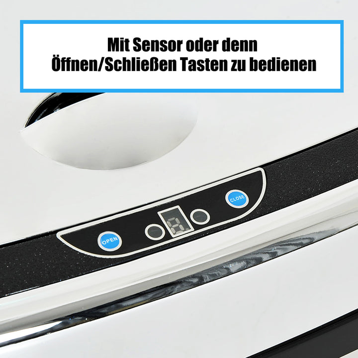 Sensor skraldespand 68l automatisk skraldespand med bevægelsessensor, vandtæt affaldsbeholder til kontor, soveværelse, køkken, rustfrit stål sølv