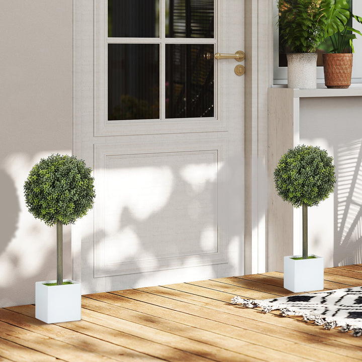 Sæt med 2 kunstige buksbomkugler 45 cm kunstig plante, kunstige plastikplanter i potte