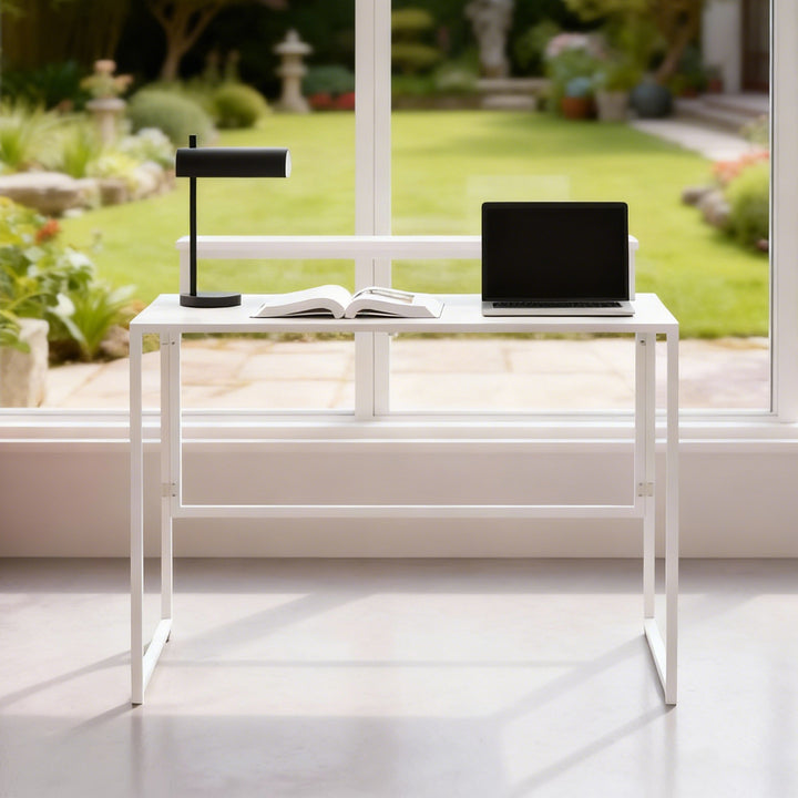 Sammenklappeligt skrivebord/computerbord med skærmbeslag til hjemmekontor, 100 x 48 x 87,5 cm