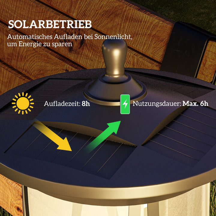 Solcelledrevet udendørslampe, LED, automatisk drift, vejrbestandig, 6 timers lysetid, 17B x 17D x 127Hcm, sort