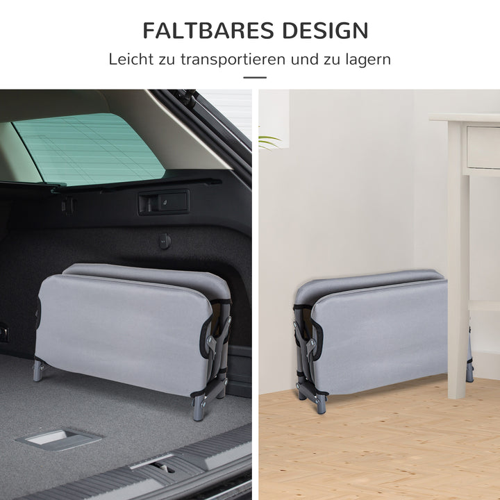 Udendørs hundeseng, foldbar, hævet hundeseng til små hunde, kølende kæledyrsseng med stålramme, kæledyrsseng til udendørs camping, 59 x 46 x 15 cm, grå