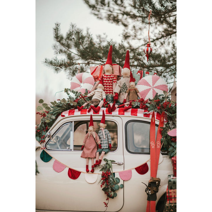 "Red checkered Lollipop" julepatchworkpude, bedste gave til ferie
