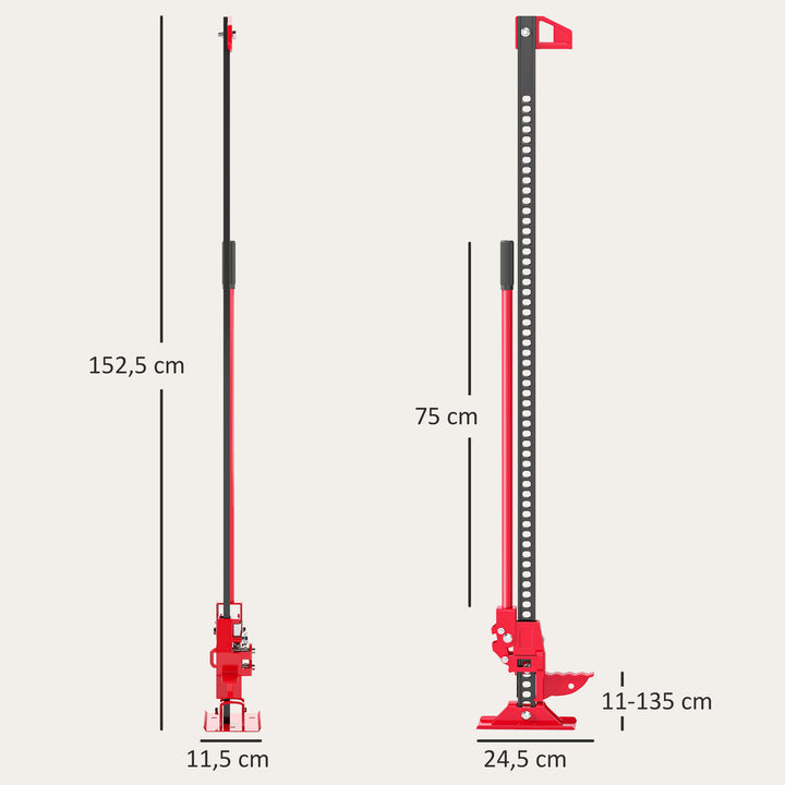 Landbrugsdonkraft bildonkraft 135 cm 3000 kg lastkapacitet offroad stockspil i stål rød+sort
