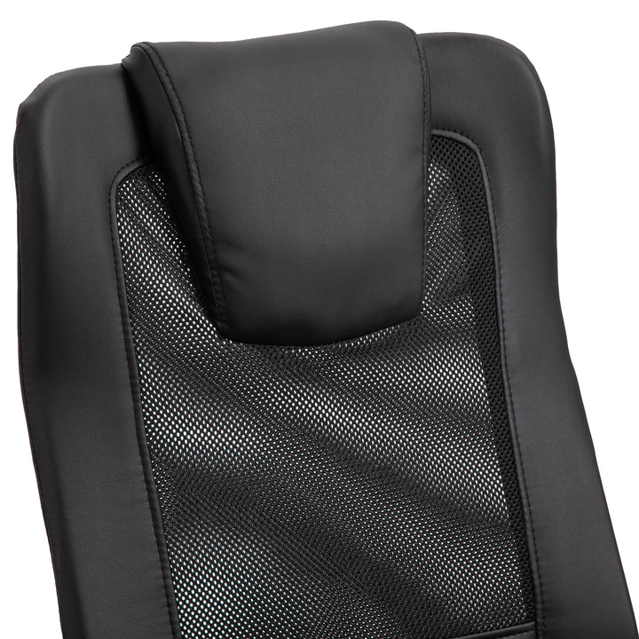 Kontorstol drejestol højdejusterbar lederstol skrivebordsstol ergonomisk pu sort 66 x 73 x 108-118 cm