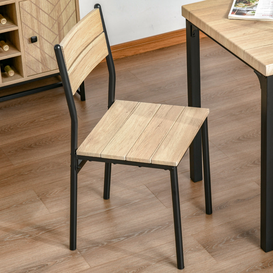 3-Delt spisebord køkkenbord med stole sæt naturtræ + sort med 1 bord + 2 stole