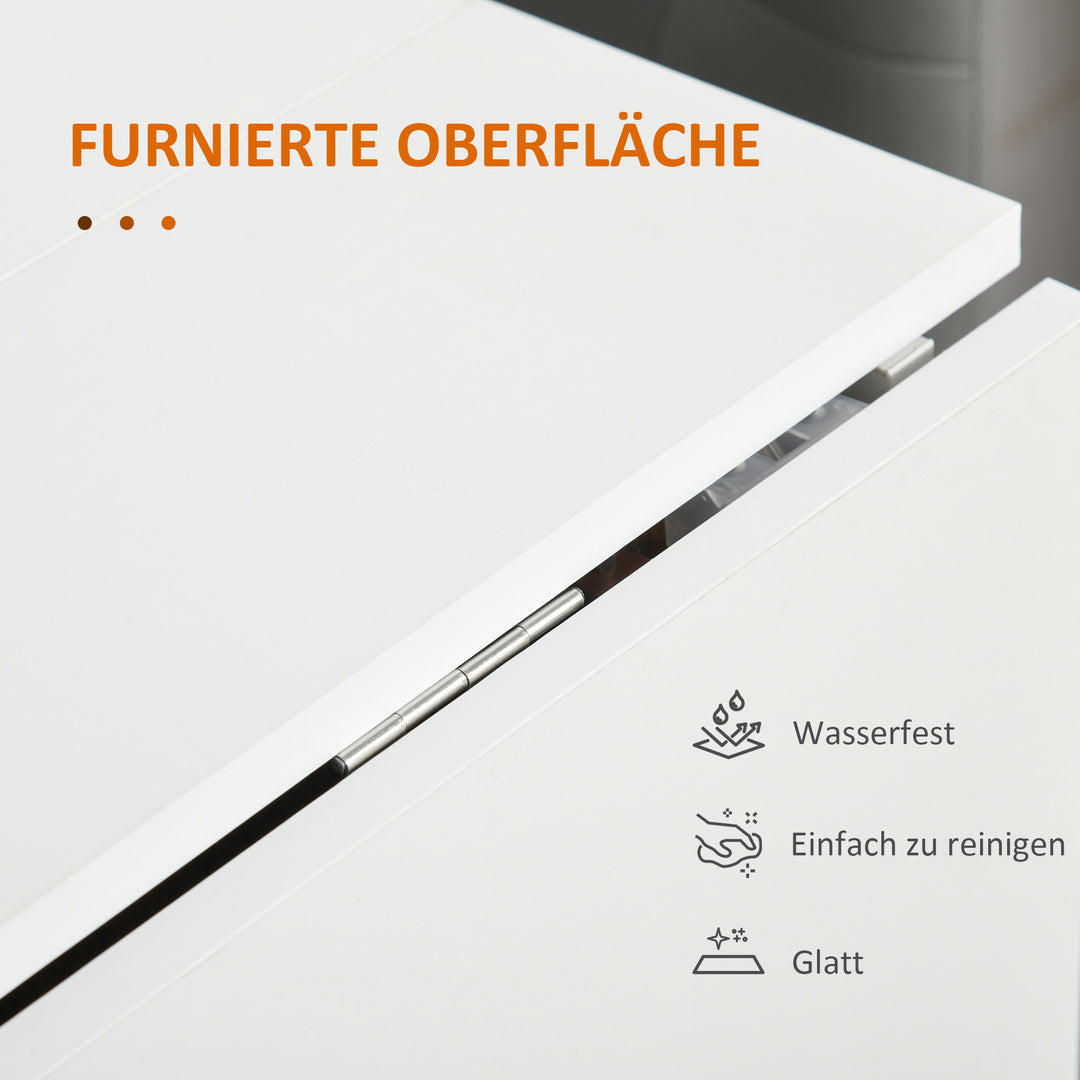 Foldbart spisebord udtrækkeligt spisebord, mobilt, moderne design, 120 cm x 80 cm x 73 cm, teak + hvid