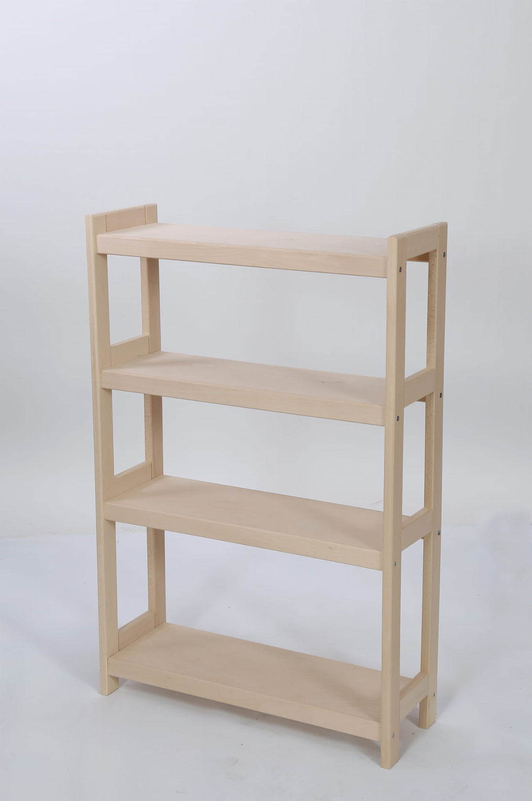 Bogreol i bøgetræ, 4 hylder, 107x50x25 cm