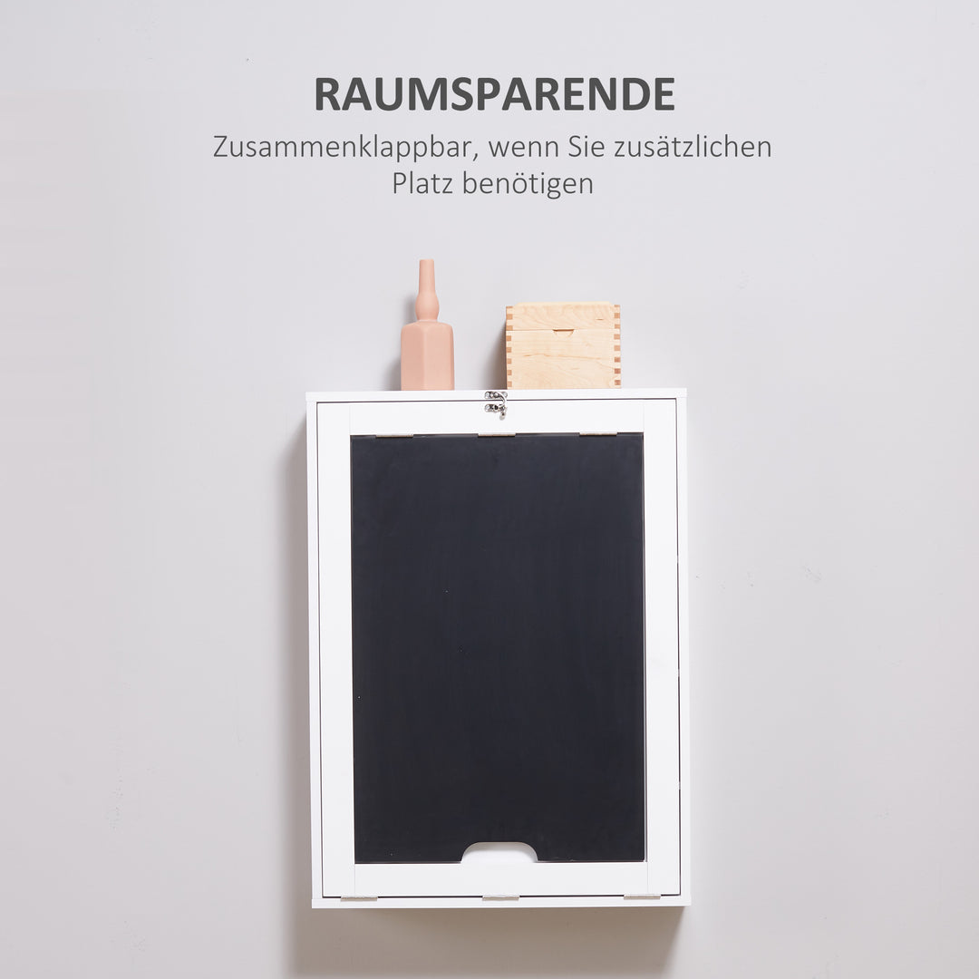 Vægbord, foldbar bordplade, 5 rum, 60x94,5x147cm, sort/hvid