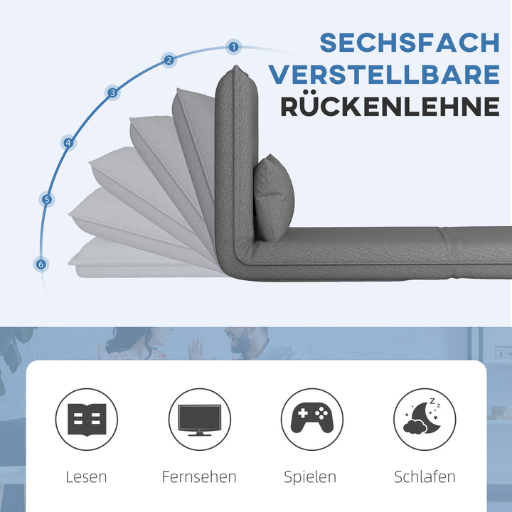 Gulvstol, 3-i-1 design, justerbar gulvstol, chaiselong til stue, soveværelse, gæsteværelse, kontor, grå