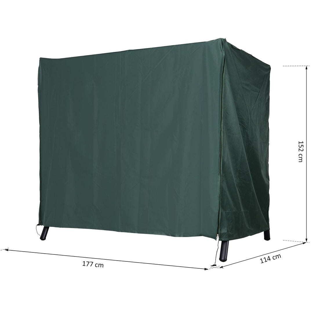 3-Personers gyngeovertræk, vandafvisende, vinterbestandigt beskyttelsesovertræk til havegynge, uv-bestandig presenning, overtræk, rivefast 420d oxford-stof, 177 x 114 x 152 cm, mørkegrøn