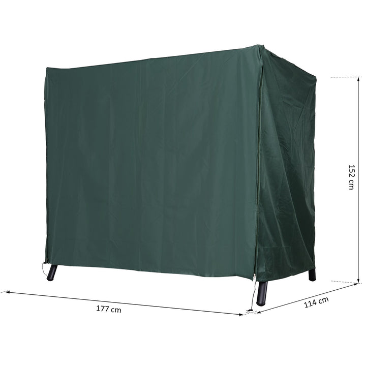 3-Personers gyngeovertræk, vandafvisende, vinterbestandigt beskyttelsesovertræk til havegynge, uv-bestandig presenning, overtræk, rivefast 420d oxford-stof, 177 x 114 x 152 cm, mørkegrøn