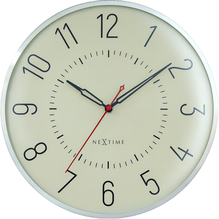 Vægur 30,5 cm-Silent-Dome linse-Aluminium-NeXtime 'Rotterdam'