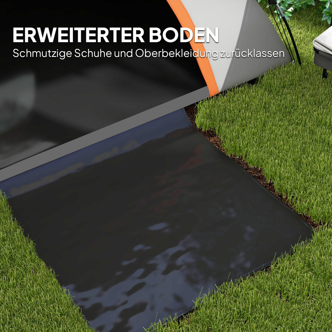 Kuppeltelt til 2 personer, let, stabilt, vandtæt familietelt med dør og vindue, pakkepose, grå og rustrød