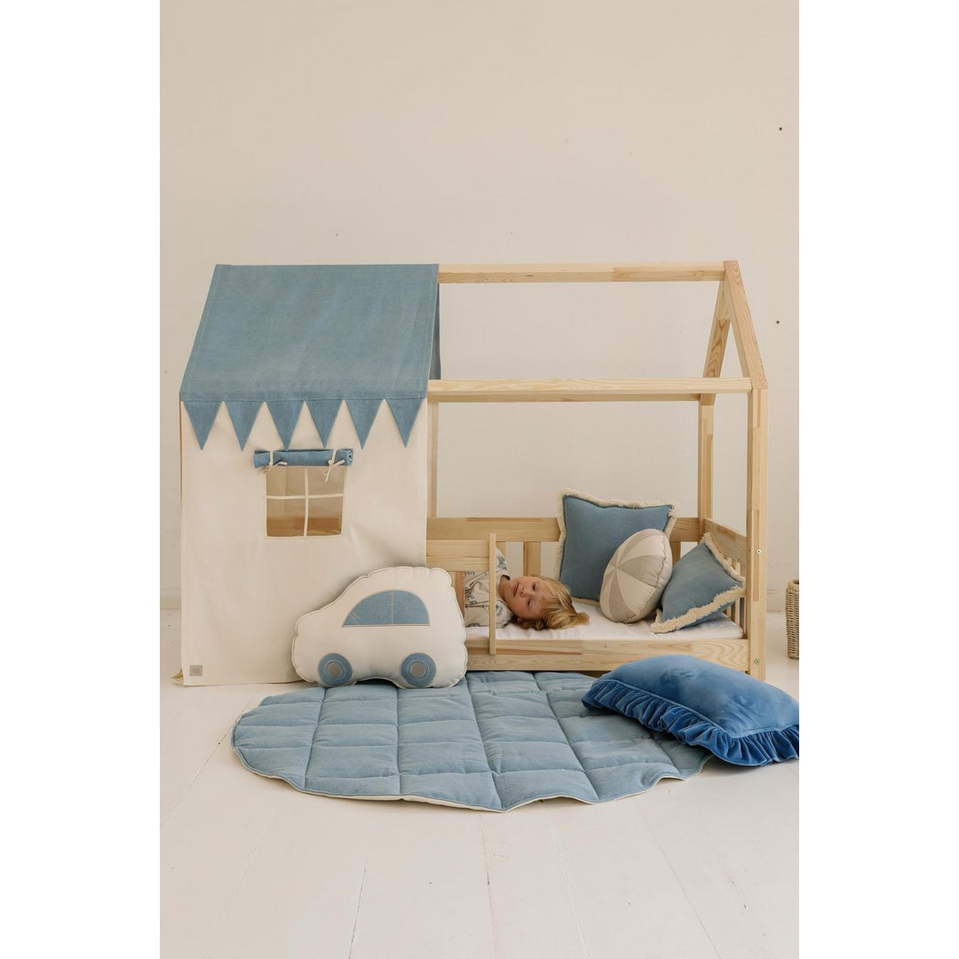 Jeans denim bolster med frynser