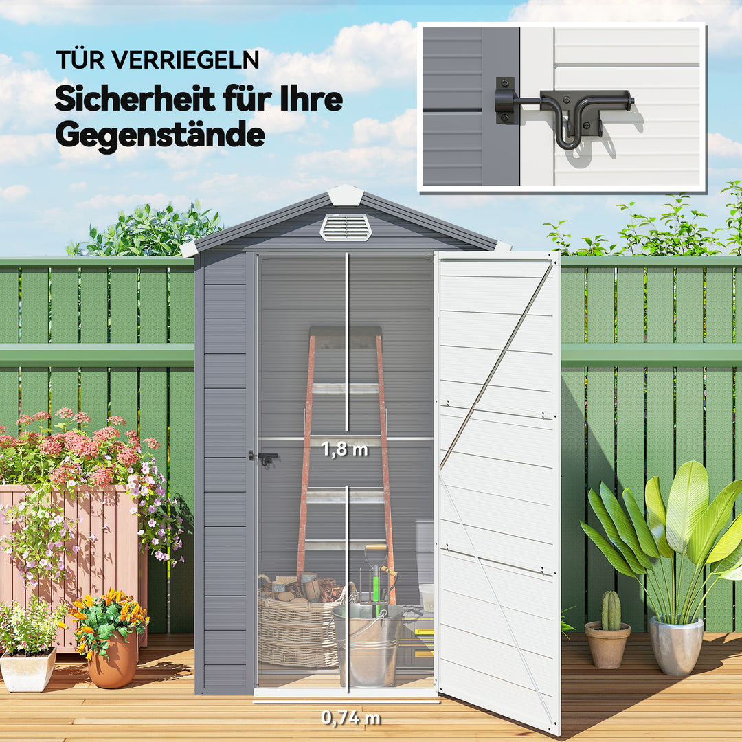 Redskabsskur, 1,1 m², haveskur med skråtag, 133 x 102 x 180/208 cm