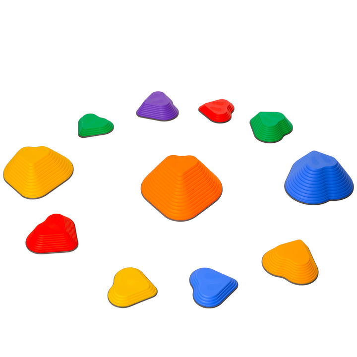 Balance stepping stones, sæt med 11, stabelbare og letvægts, skridsikre, til indendørs/udendørs