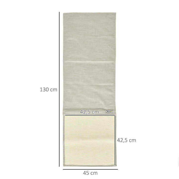 2-Delt kradsemåtte, ridsebeskyttelse, sofa, sisal kradsetæppe til katte, lænestole, sofaer, kradsemåtte til katte, beige og grå, 130 x 45 x 0,3 cm