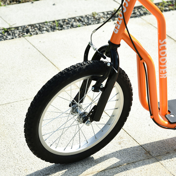 Børneløbehjul fra 5 år løbehjul spark løbehjul city scooter børneløbehjul kickboard med luftgummidæk 16/12 tommer orange 135 x 58 x 88-94 cm