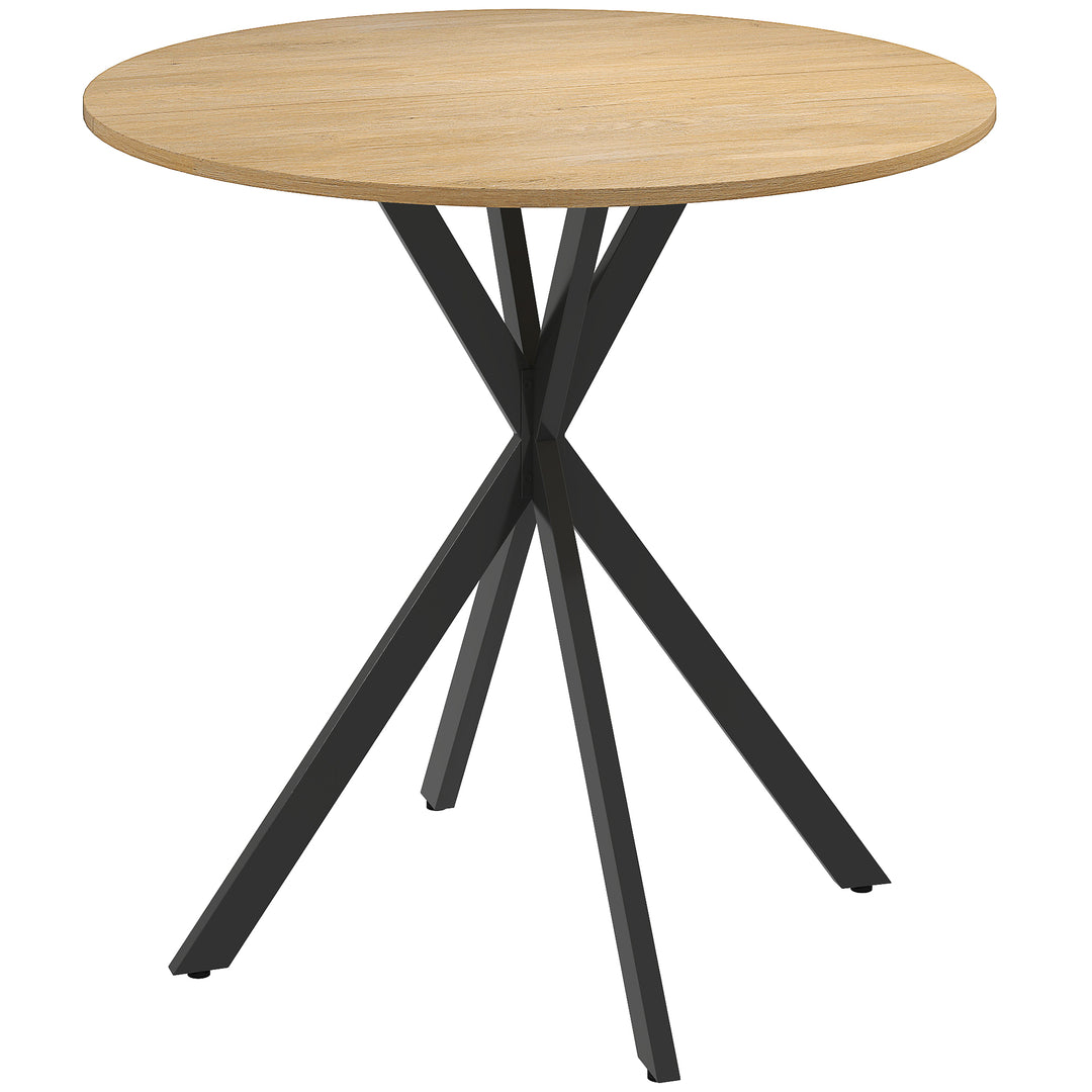 Rundt køkkenbord, 80 cm, kompakt bordplade, spånplade, metal, hvid eg + sort