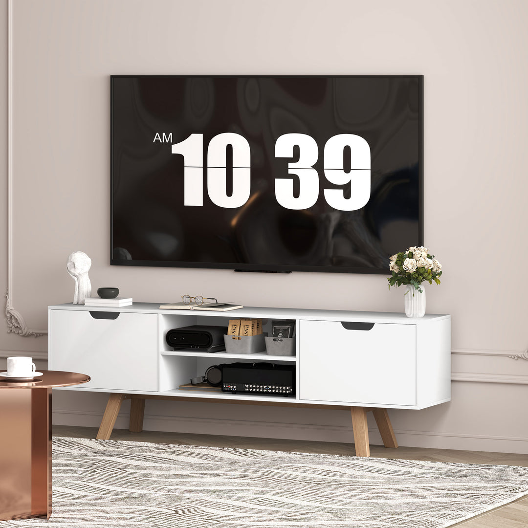 Tv-skab med skuffer og åbne hylder, mdf, 150 x 39 x 50 cm, hvid