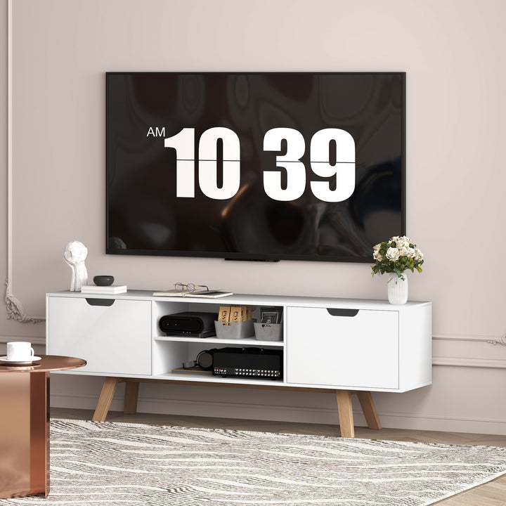 Tv-skab med skuffer og åbne hylder, mdf, 150 x 39 x 50 cm, hvid