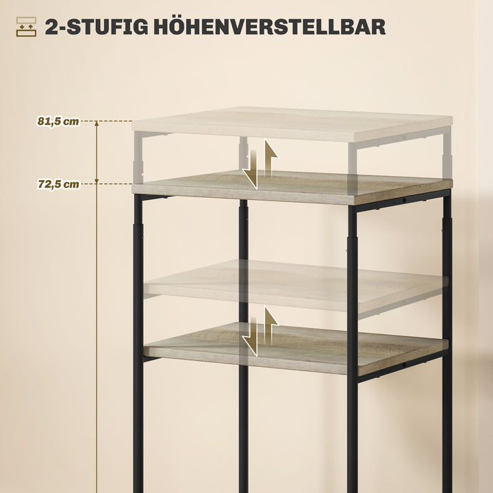Printerstativ med 3 niveauer, højdejusterbart, mobilt printerbord på hjul, til hjemmekontor, metal og træ