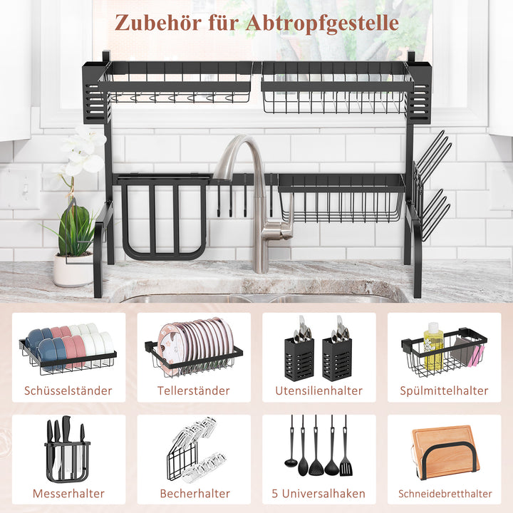 Opvaskestativ, modulær metalopvaskeholder, holder op til 26 kg, sort