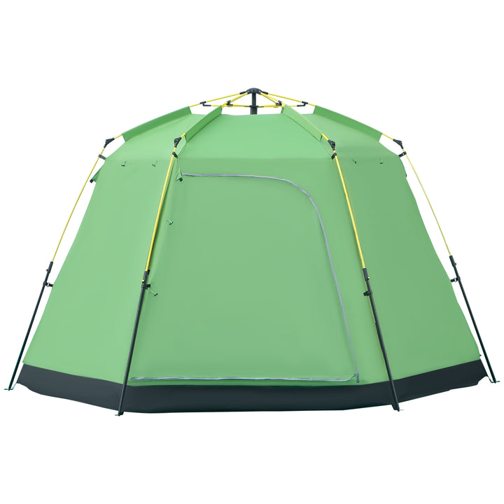 Campingtelt 6 personers telt familietelt kuppeltelt kunstlæder 2000 mm nem opsætning til familier trekking festival stål glasfiber grøn 320 x 320 x 180 cm