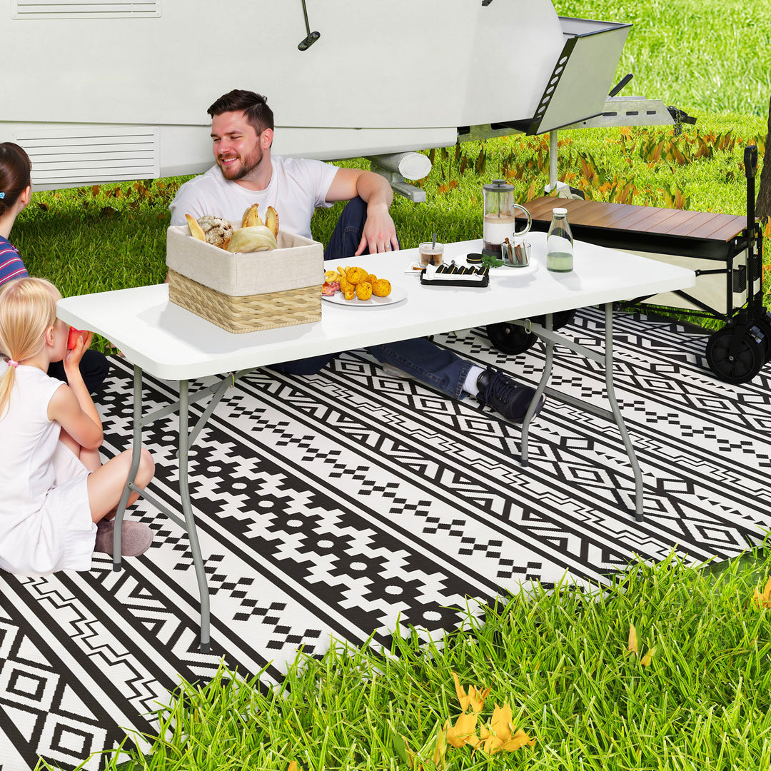 Klapbord, foldbart campingbord, metal, plastik, picnicbord, hvidt