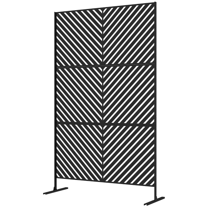 Afskærmning, haveskillevæg, geometriske former, metal, 122 x 45 x 198 cm, sort