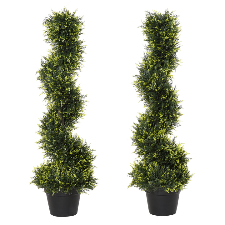 Kunstig spiralplante, spiralformet cedertræ med potte, 90 cm, kunstig cedertræ til udendørs og indendørs dekoration, grøn