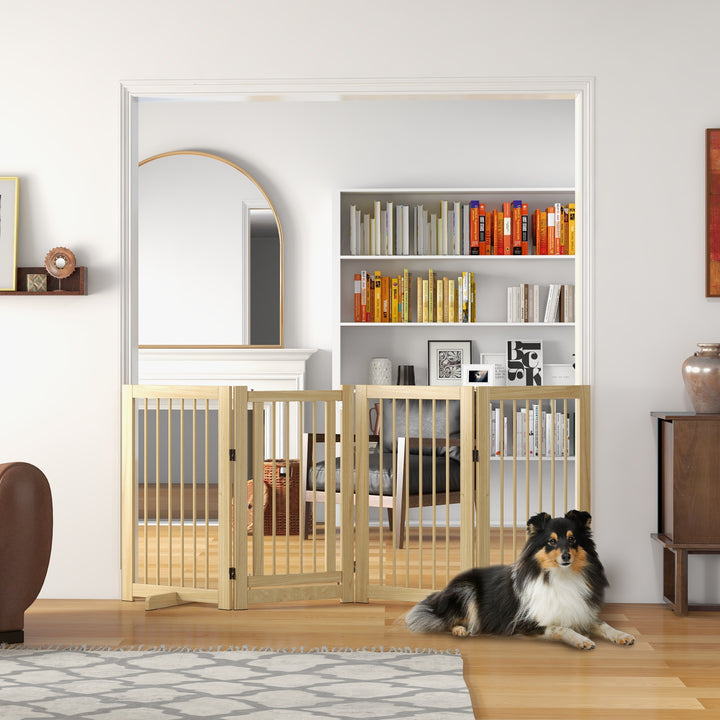 Hundegitter, fritstående, foldbart, med dør og fødder, træramme, 220x36x91cm