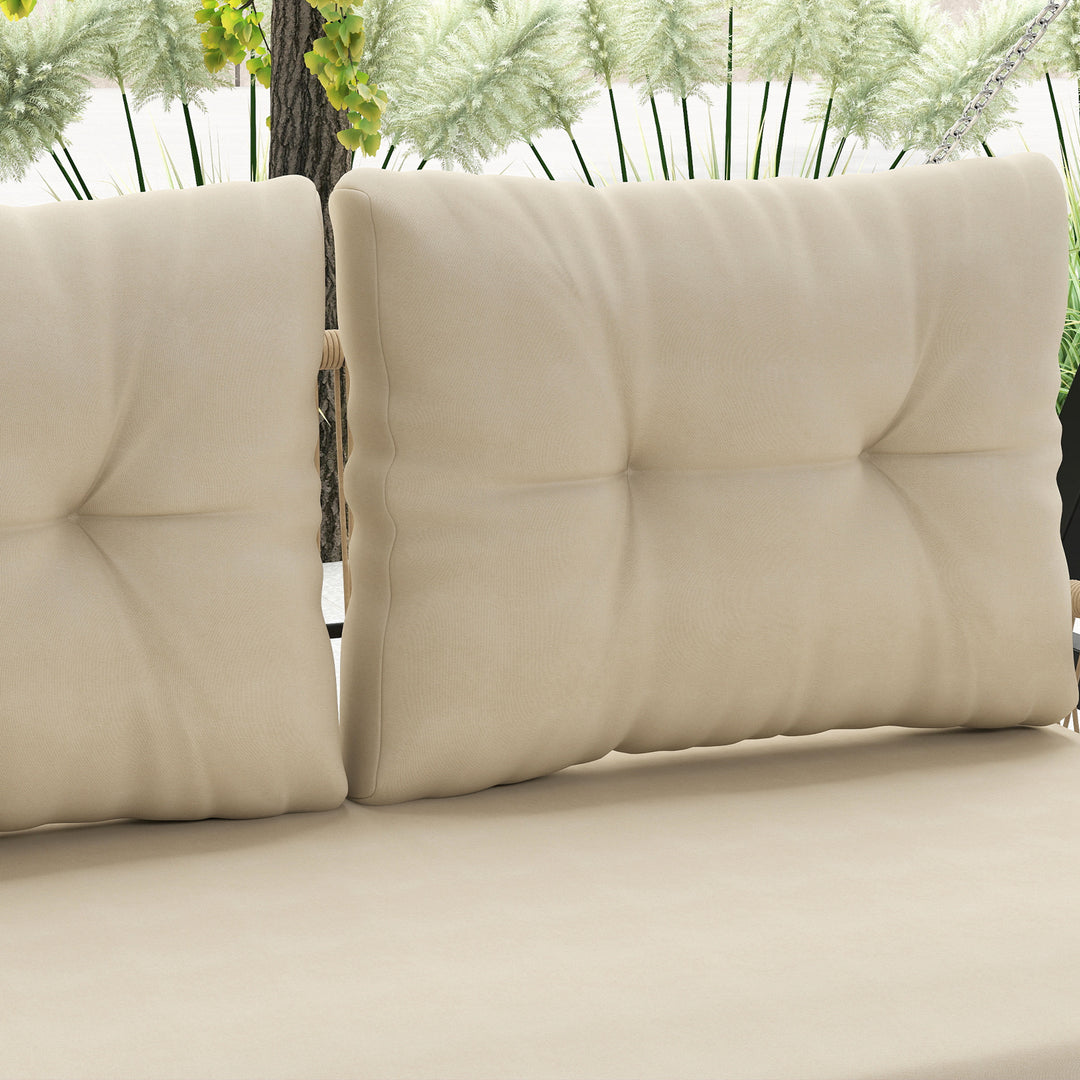 Hollywood gynge, 2-personers, rattan havegynge med hynder og kæder, op til 240 kg, 115 x 66 x 44 cm, beige