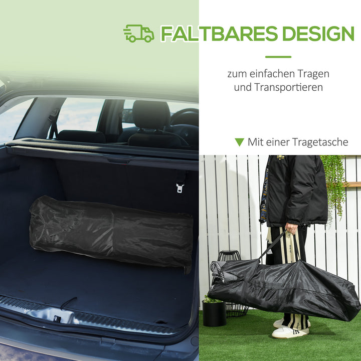 Foldbar liggestol med 1 sidelomme og 1 kopholder, 68 cm x 186 cm x 48 cm, sort og hvid