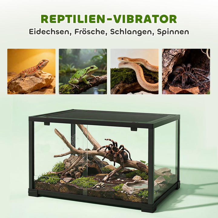Krybdyrterrarium, 86 liters terrarium med skydedør, aflåselig, til firben, insekter, edderkopper, gekkoer, 60 x 45 x 32 cm, sort