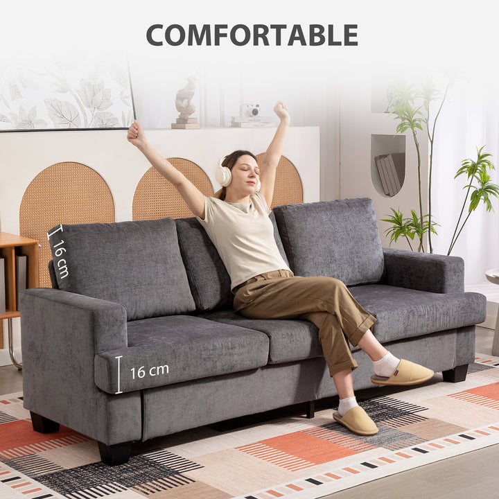 3-personers sofa, stuesofa til 3 personer, stofbetræk, stålstel, polstret sofa, grå