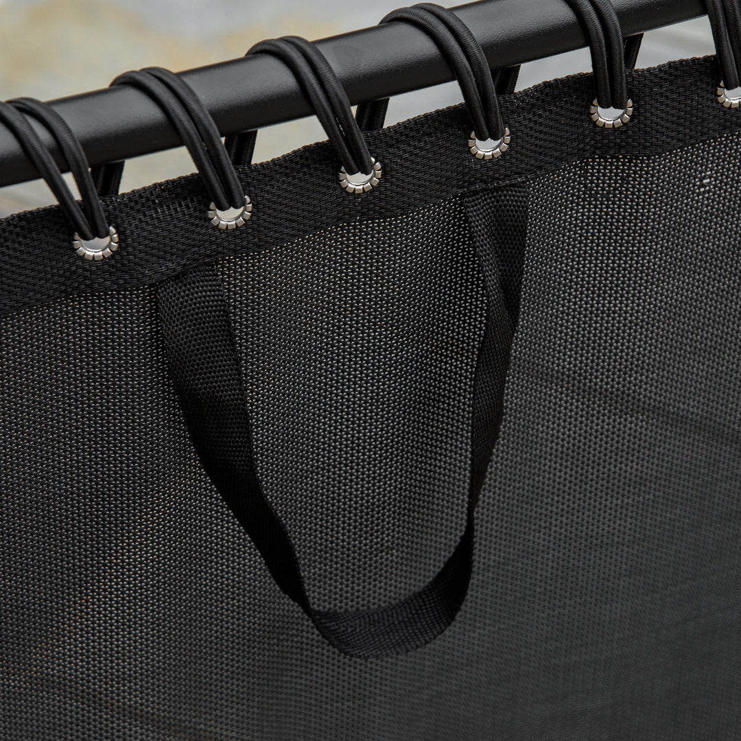 Solseng, foldbar, åndbart betræk, metalramme, 197 x 58 x 76 cm, sort